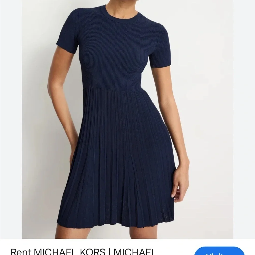 Excellent Condition Michael Kors Dark Blue Ribbed Midi Dress Size XS